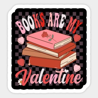 Books Are My Valentine Groovy Valentine's Day Book Lover Sticker